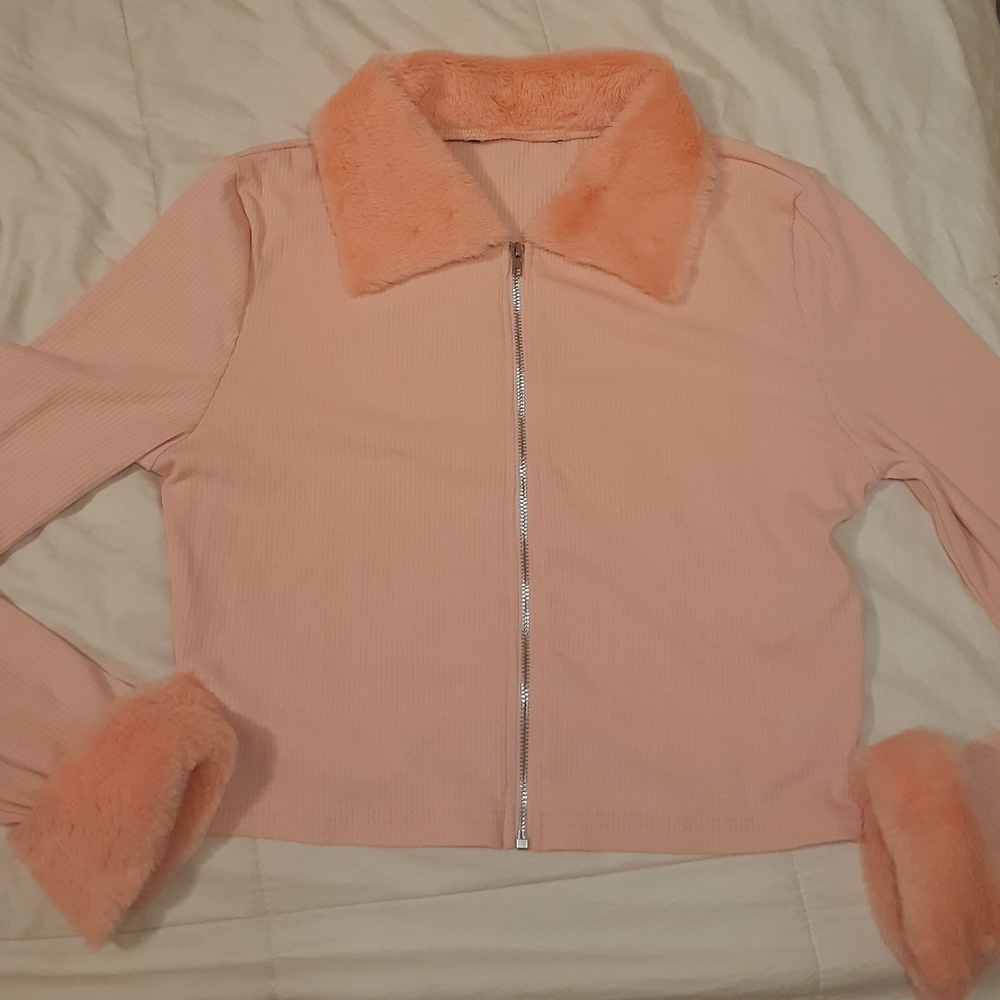 NEW Fuzzy Collared Top